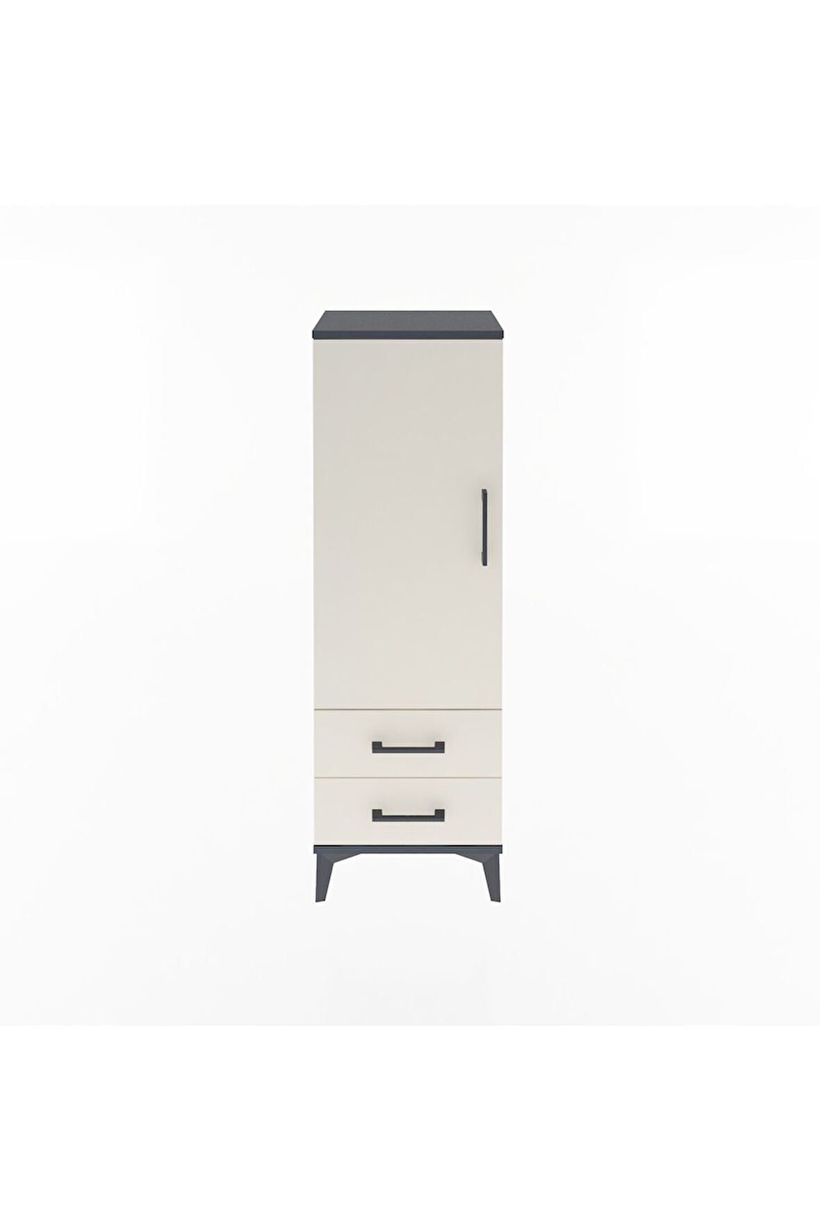 Arges Dolap 3 Raflı 2 Çekmeceli Tek Kapaklı 44x30x134 Antrasit-Aytaşı