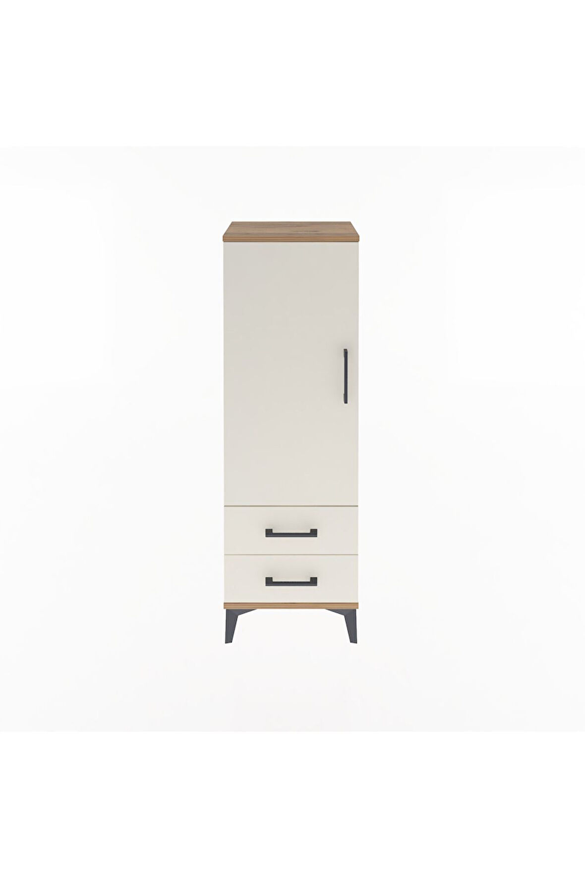 Arges Dolap 3 Raflı 2 Çekmeceli Tek Kapaklı 44x30x134 Çam-Aytaşı