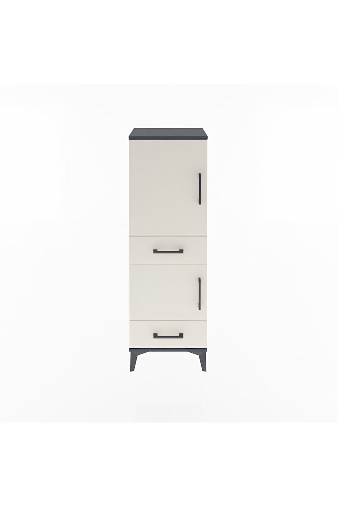 Arges Dolap 3 Raflı 2 Çekmeceli 2 Kapaklı 44x30x134 Antrasit-Aytaşı