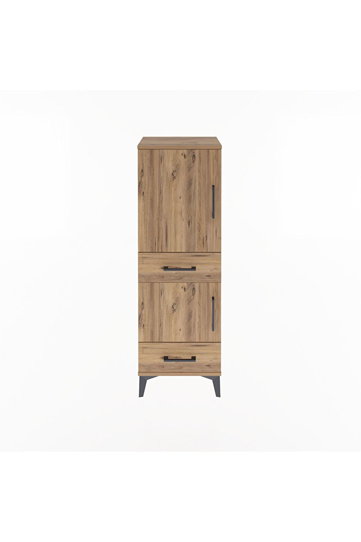 Arges Dolap 3 Raflı 2 Çekmeceli 2 Kapaklı 44x30x134 Çam-Çam