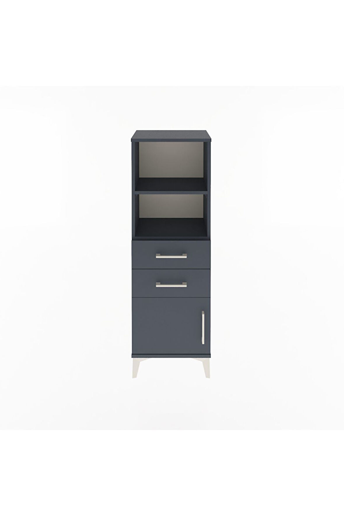 Arges Dolap 2 Raflı 2 Çekmeceli Tek Kapaklı 44x30x134 Antrasit-Antrasit