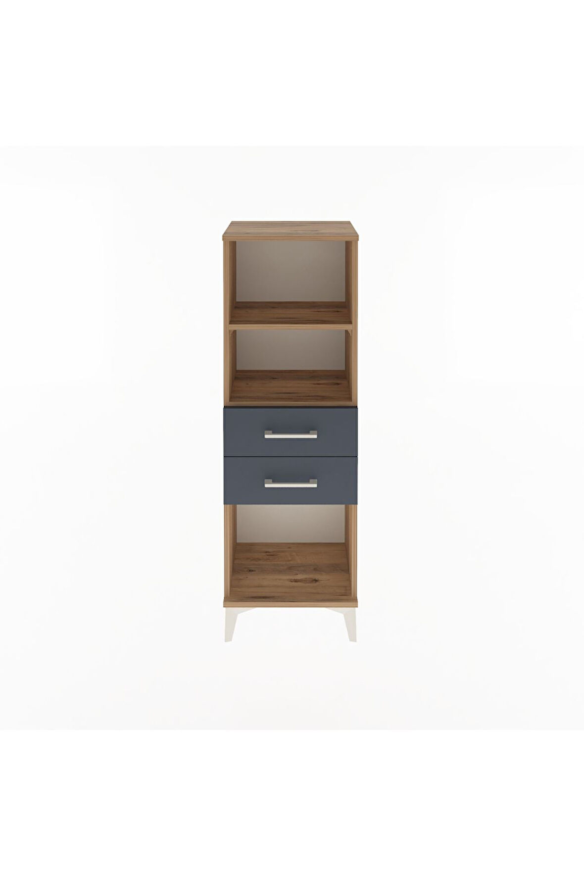 Arges Dolap 2 Raflı 2 Çekmeceli 44x30x134 Çam-Antrasit