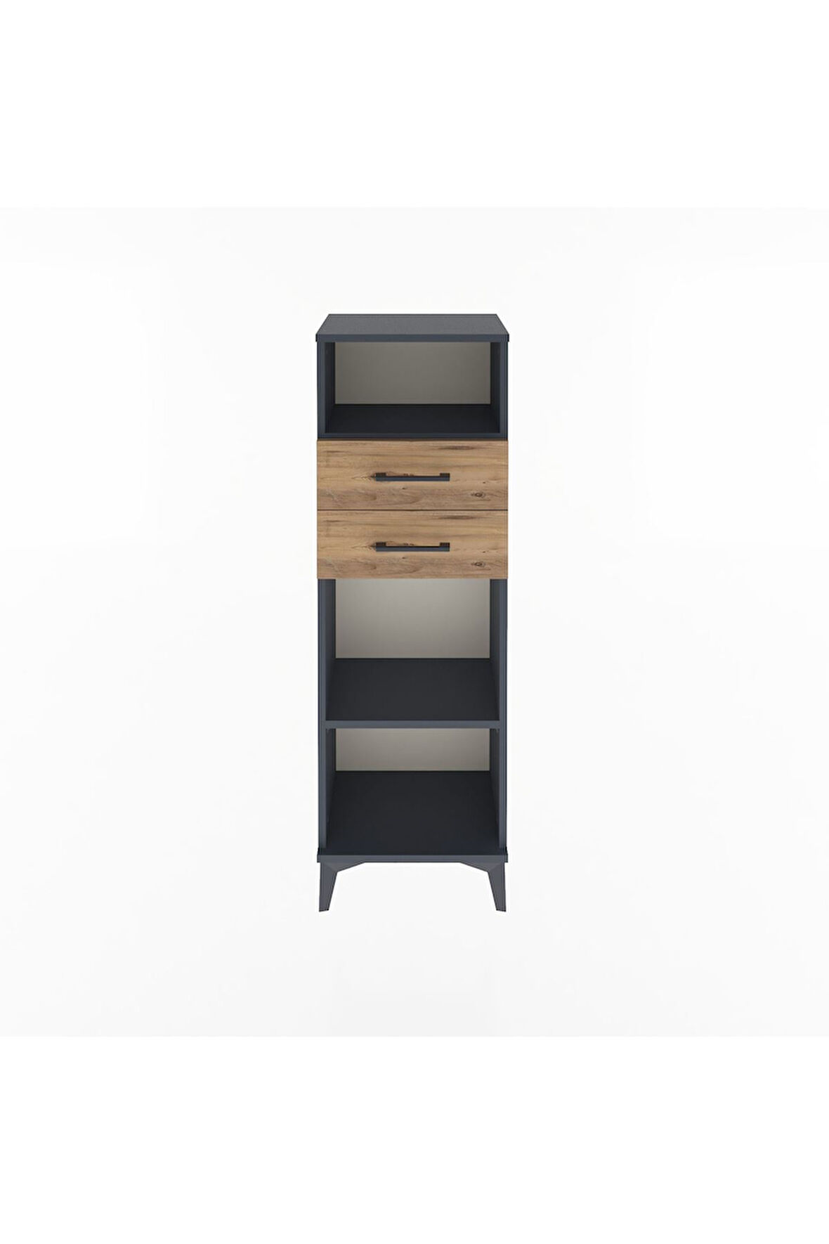 Arges Dolap 2 Raflı 2 Çekmeceli 44x30x134 Antrasit-Çam