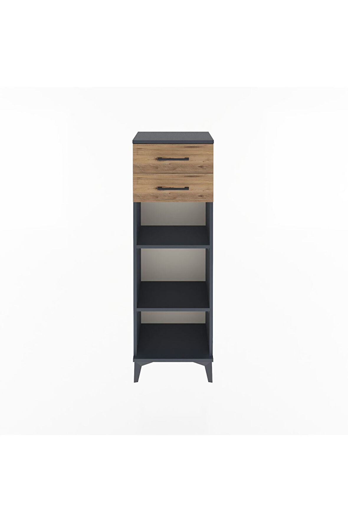 Arges Dolap 2 Raflı 2 Çekmeceli 44x30x134 Antrasit-Çam