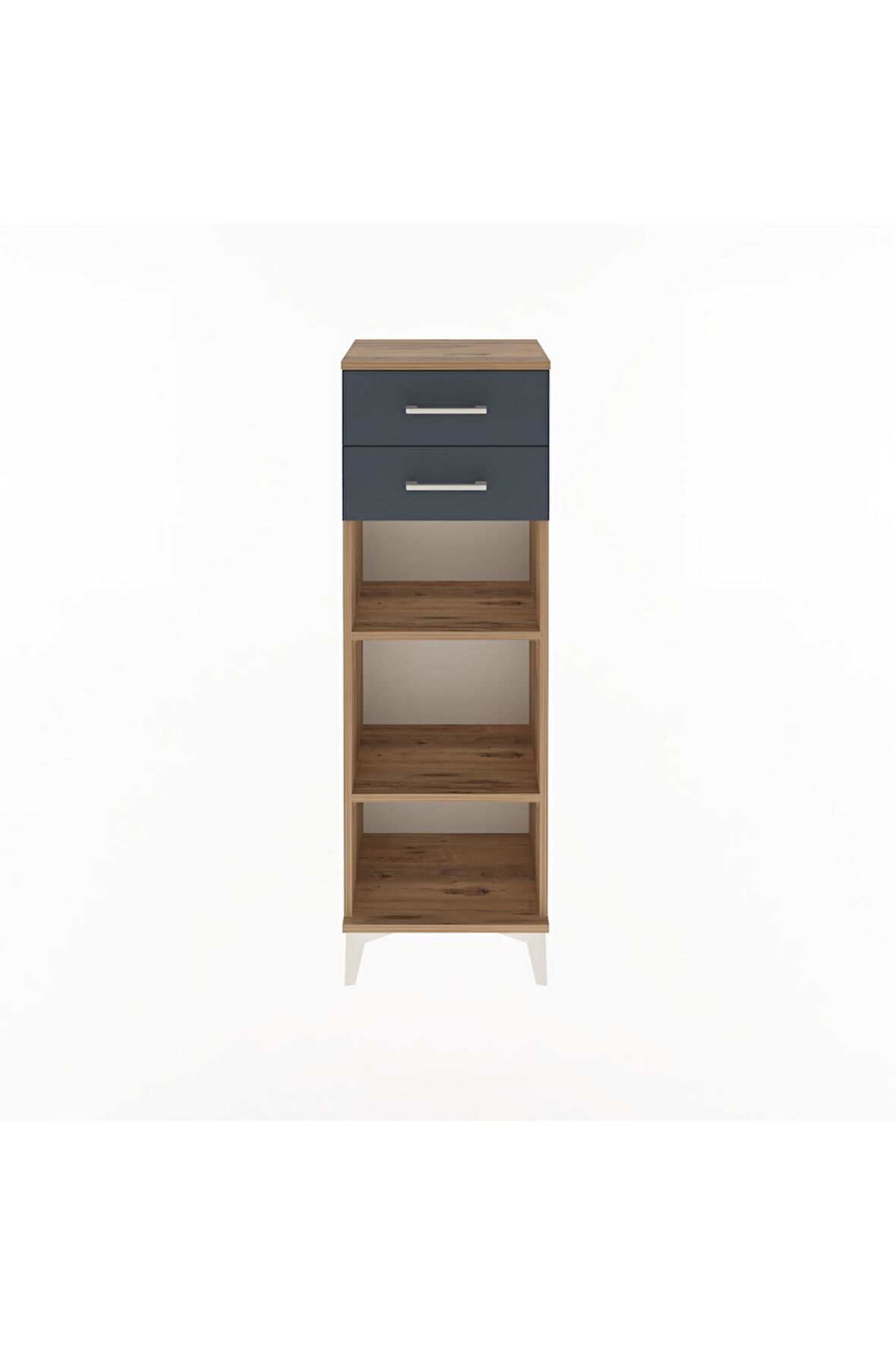 Arges Dolap 2 Raflı 2 Çekmeceli 44x30x134 Çam-Antrasit