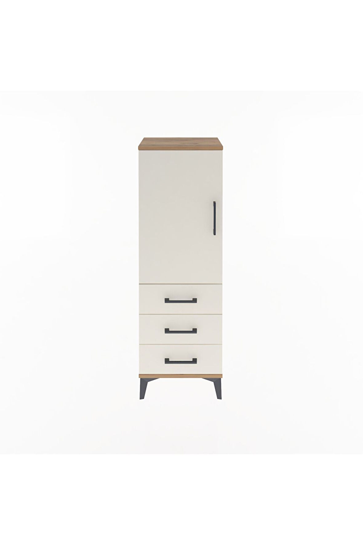 Arges Dolap 2 Raflı 3 Çekmeceli Tek Kapaklı 44x30x134 Çam-Aytaşı