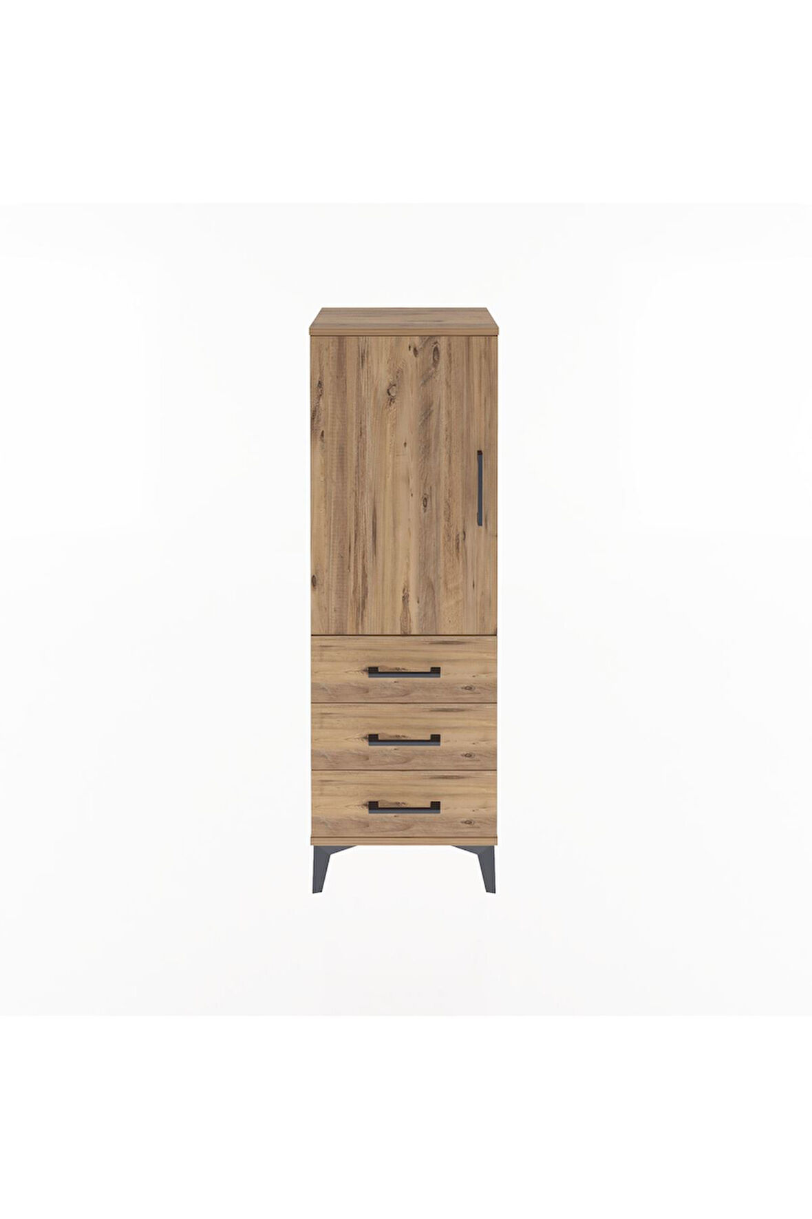 Arges Dolap 2 Raflı 3 Çekmeceli Tek Kapaklı 44x30x134 Çam-Çam