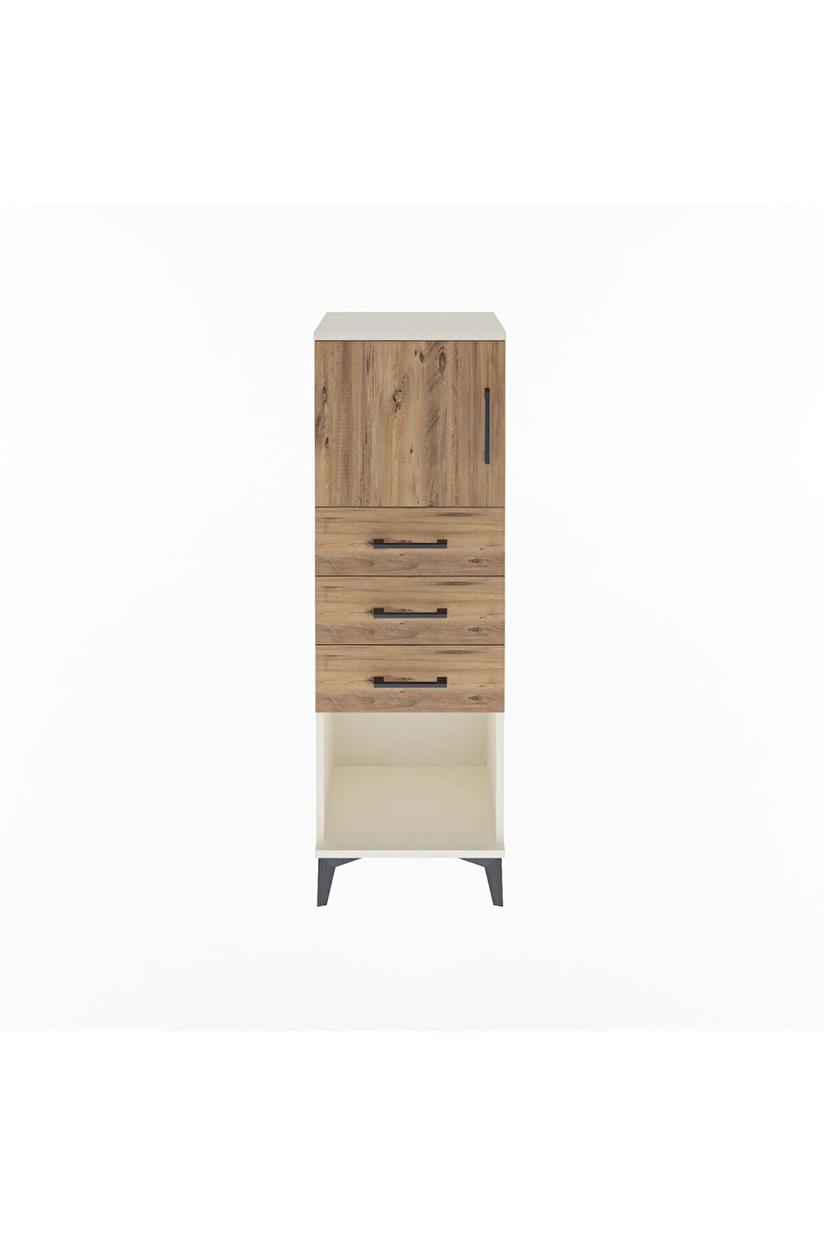 Arges Dolap Tek Raflı 3 Çekmeceli Tek Kapaklı 44x30x134 Aytaşı-Çam