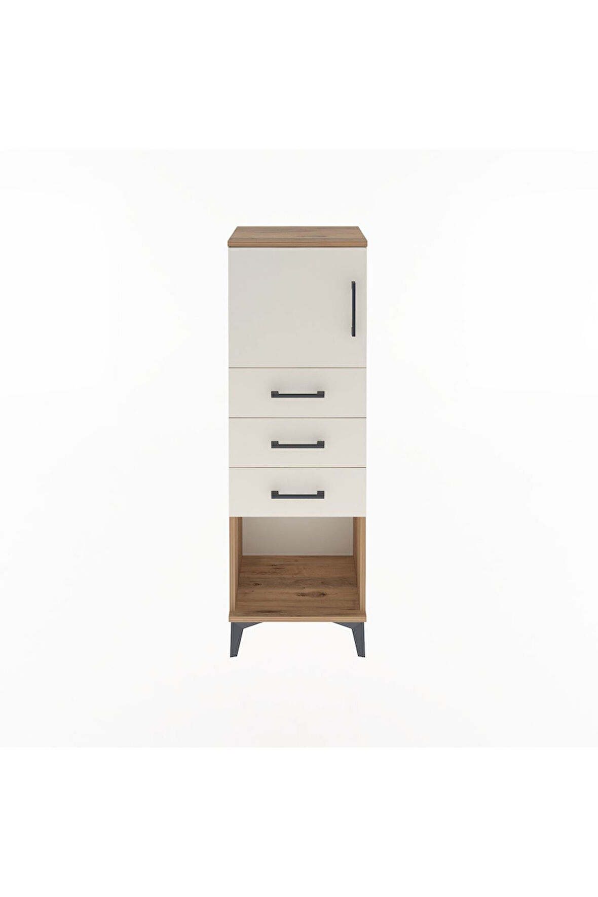 Arges Dolap Tek Raflı 3 Çekmeceli Tek Kapaklı 44x30x134 Çam-Aytaşı