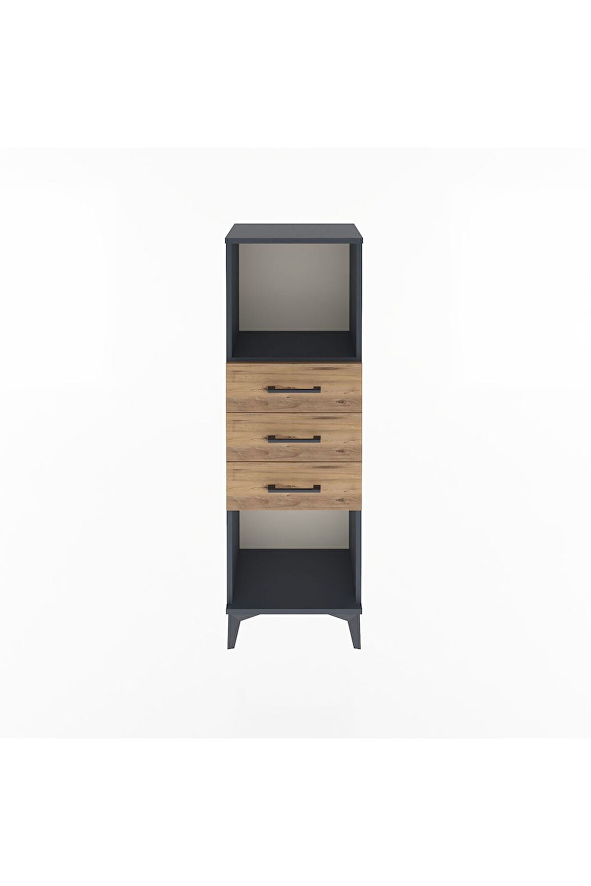 Arges Dolap Tek Raflı 3 Çekmeceli 44x30x134 Antrasit-Çam