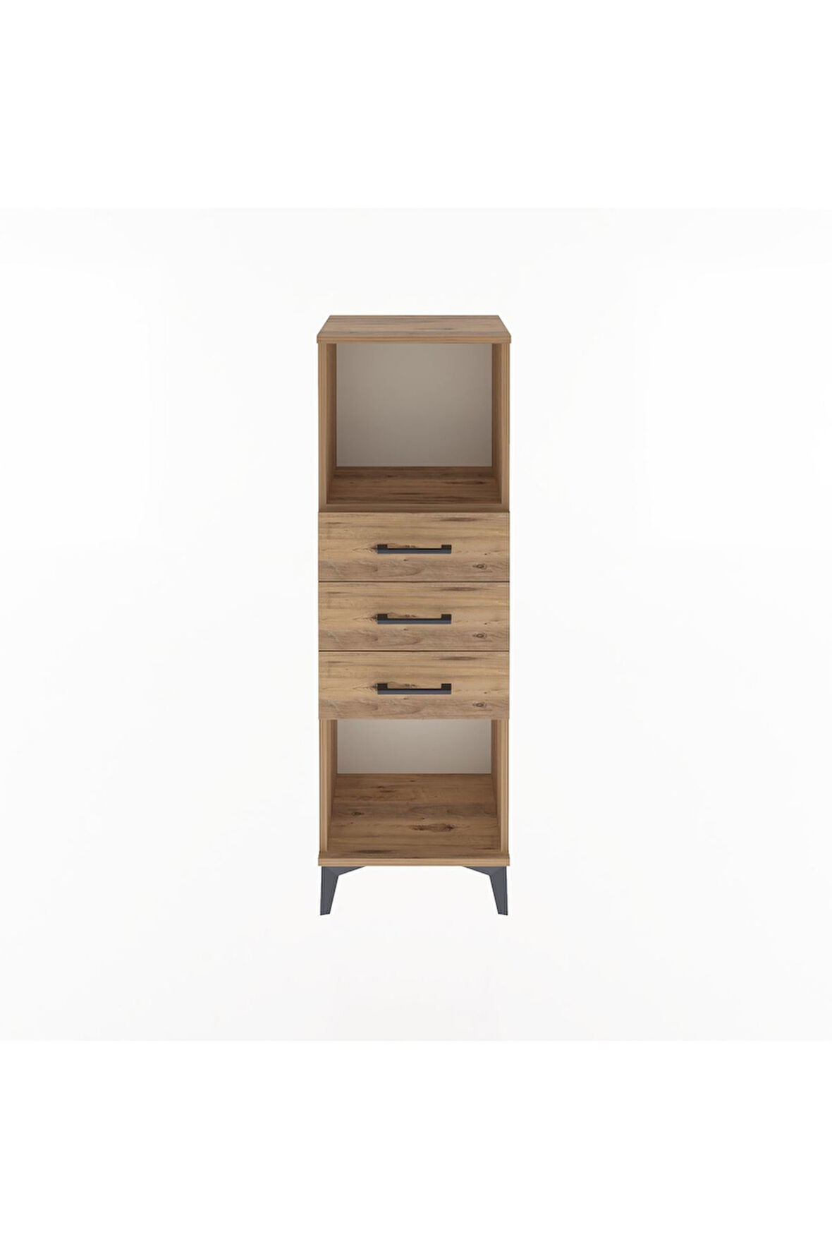 Arges Dolap Tek Raflı 3 Çekmeceli 44x30x134 Çam-Çam