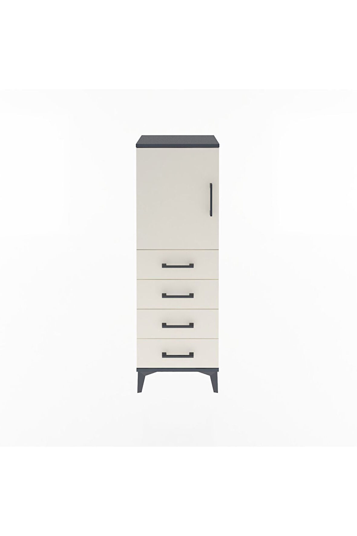 Arges Dolap 2 Raflı 4 Çekmeceli Tek Kapaklı 44x30x134 Antrasit-Aytaşı