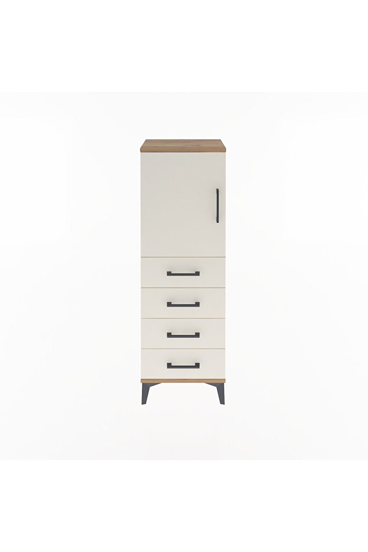 Arges Dolap 2 Raflı 4 Çekmeceli Tek Kapaklı 44x30x134 Çam-Aytaşı