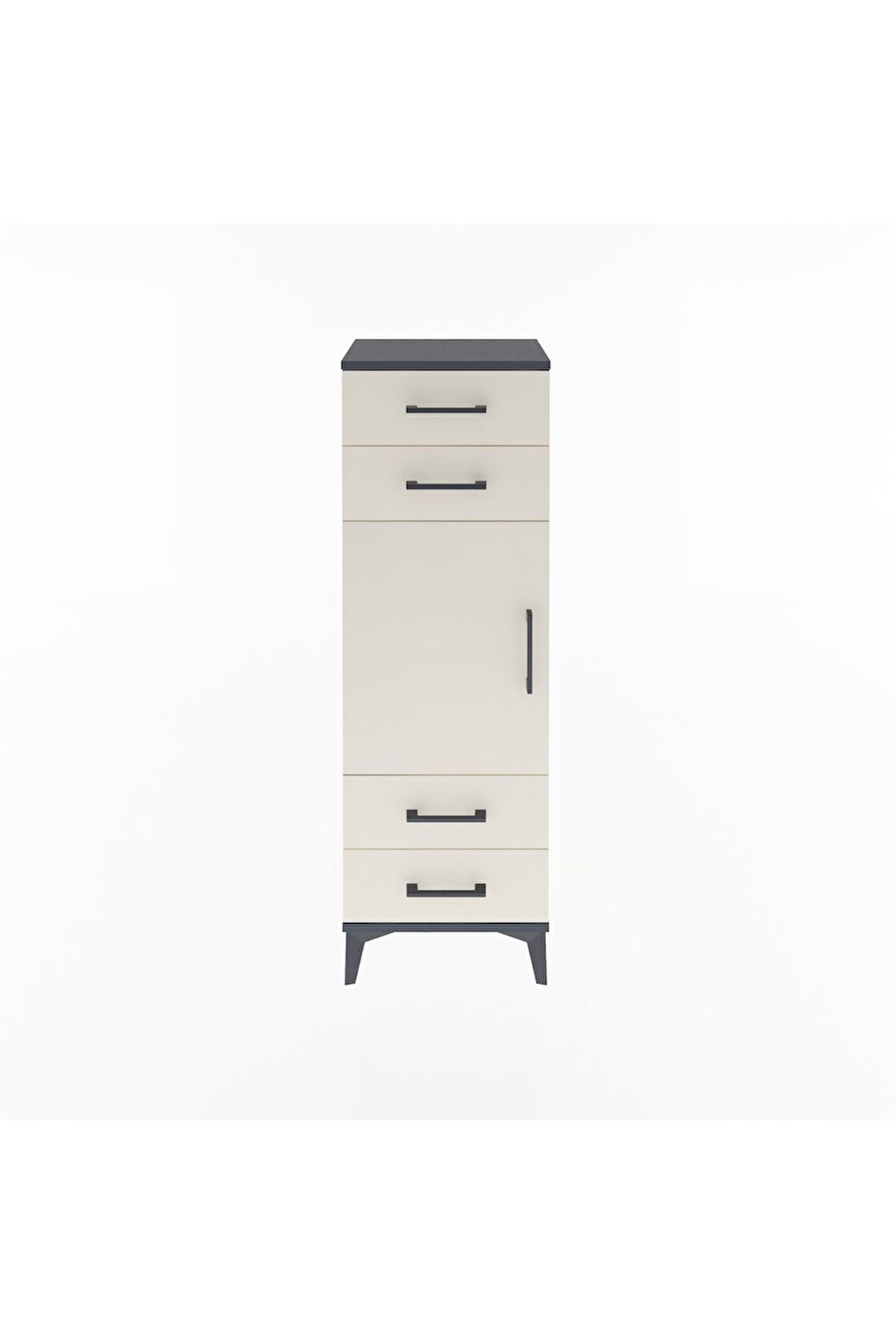 Arges Dolap 2 Raflı 4 Çekmeceli Tek Kapaklı 44x30x134 Antrasit-Aytaşı