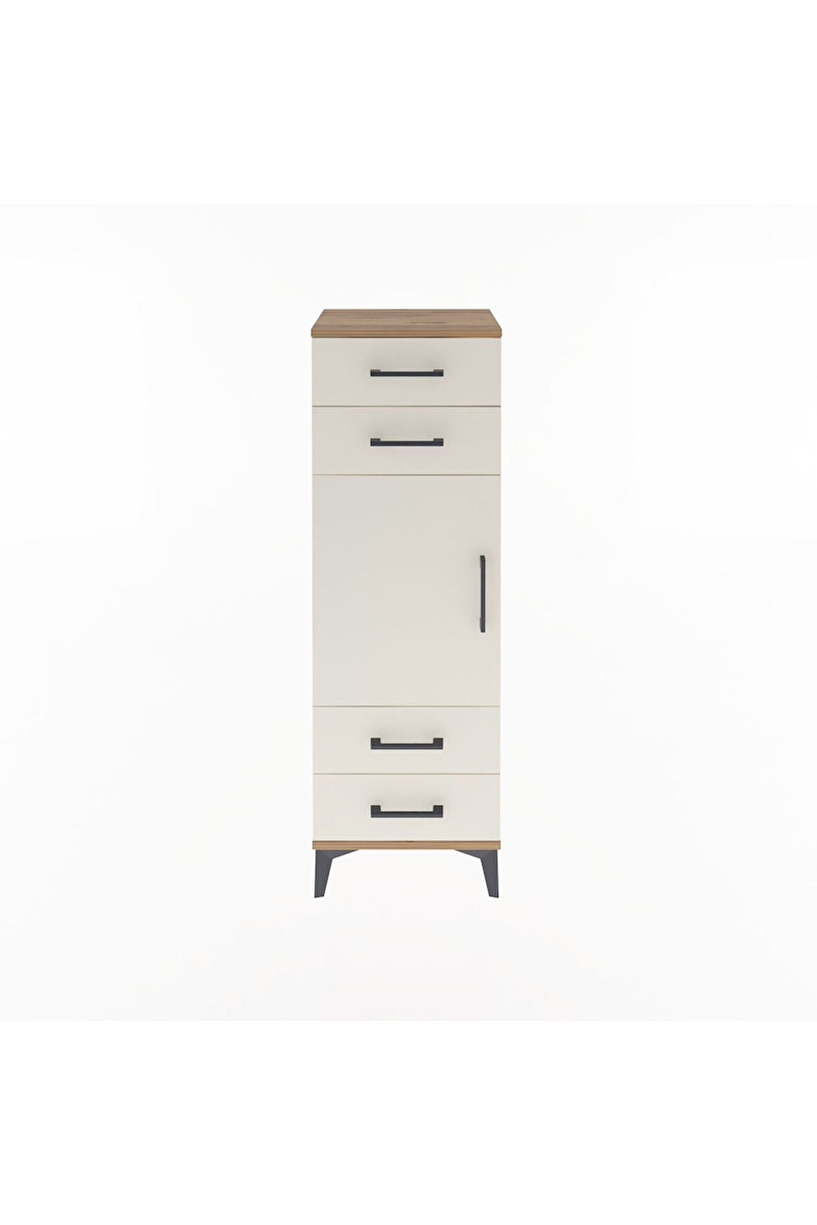 Arges Dolap 2 Raflı 4 Çekmeceli Tek Kapaklı 44x30x134 Çam-Aytaşı