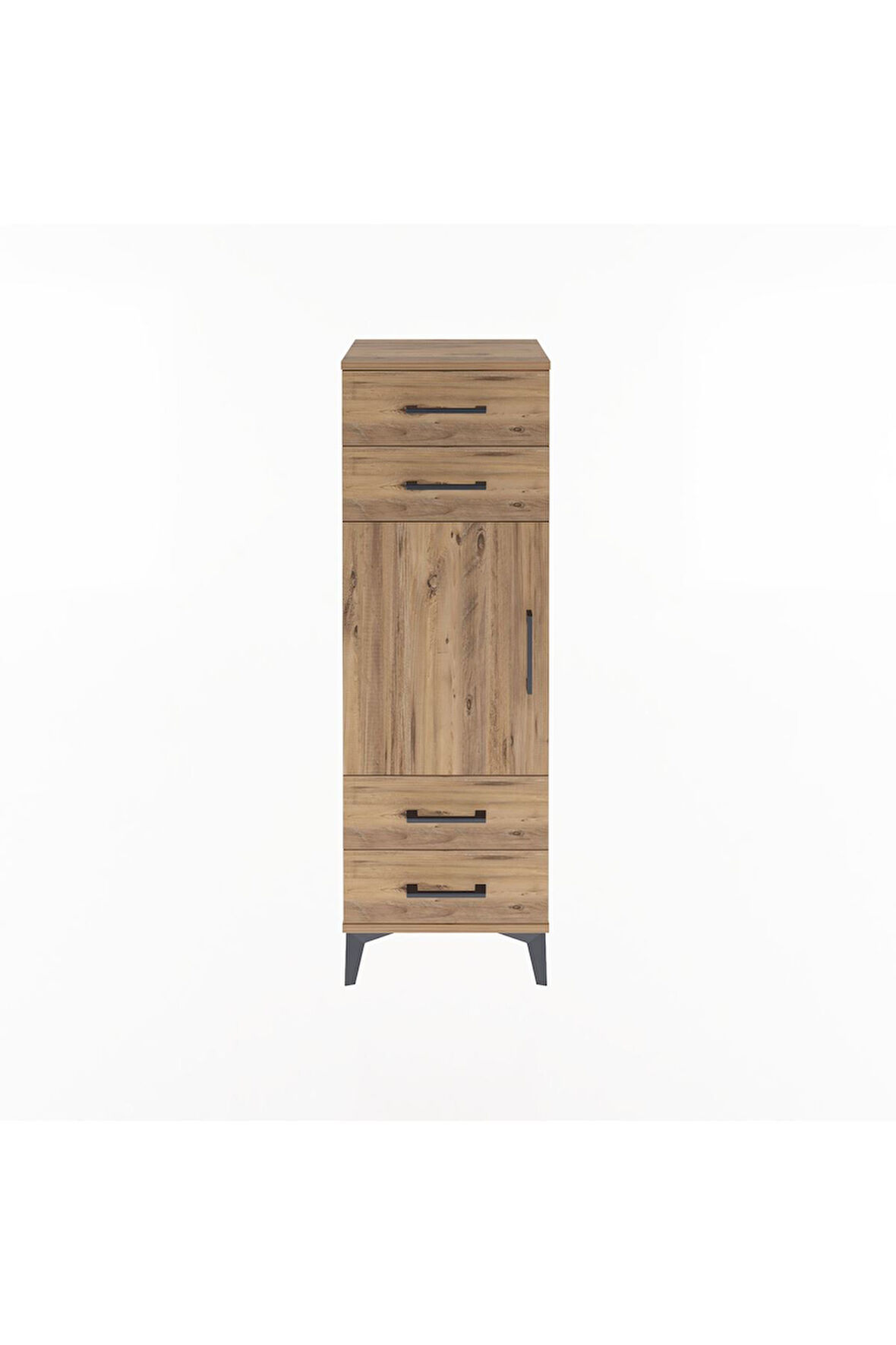 Arges Dolap 2 Raflı 4 Çekmeceli Tek Kapaklı 44x30x134 Çam-Çam