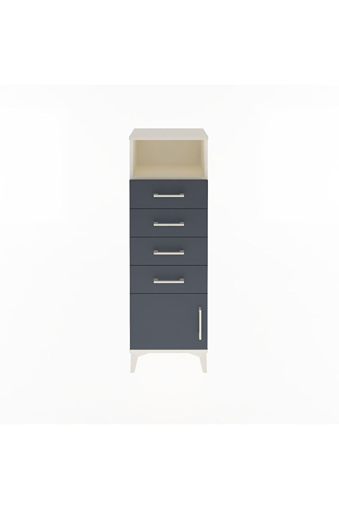 Arges Dolap Tek Raflı 4 Çekmeceli Tek Kapaklı 44x30x134 Aytaşı-Antrasit