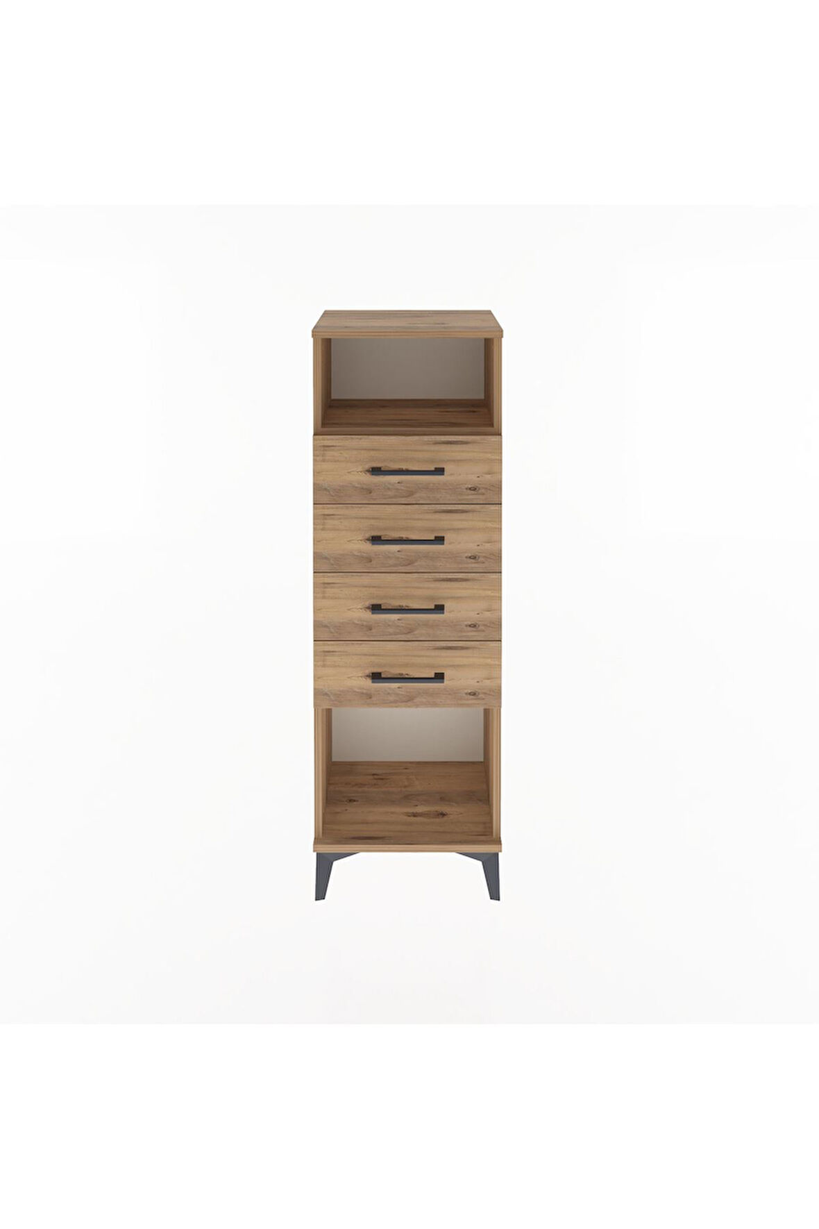 Arges Dolap Tek Raflı 4 Çekmeceli 44x30x134 Çam-Çam