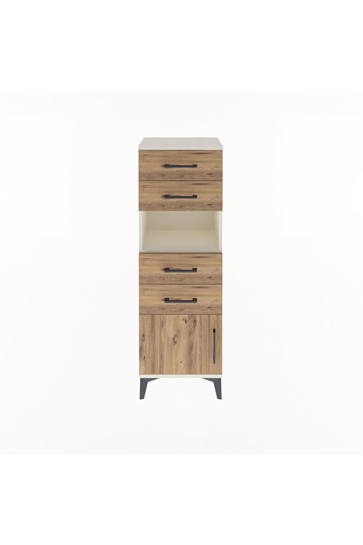 Arges Dolap Tek Raflı 4 Çekmeceli Tek Kapaklı 44x30x134 Aytaşı-Çam