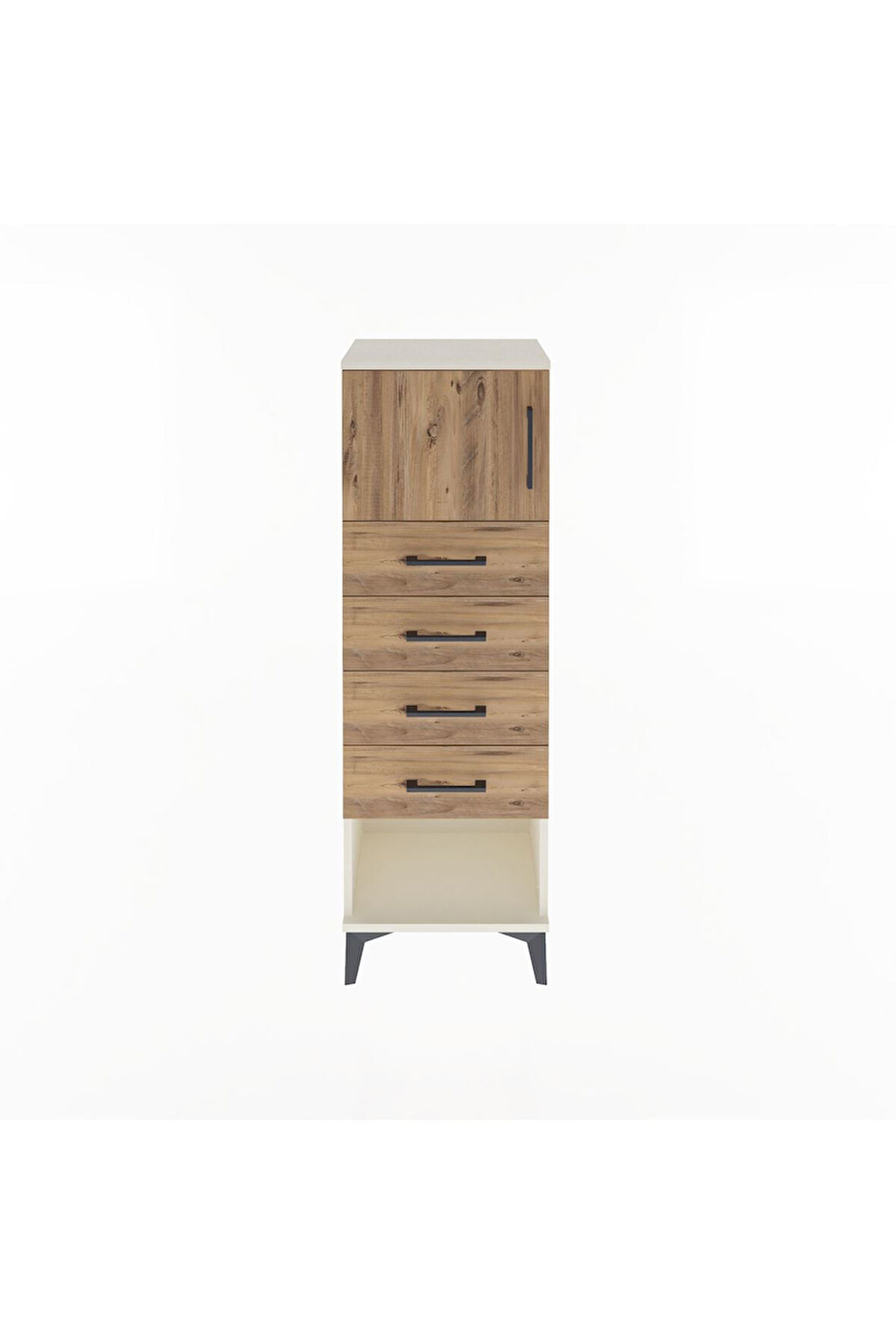 Arges Dolap Tek Raflı 4 Çekmeceli Tek Kapaklı 44x30x134 Aytaşı-Çam