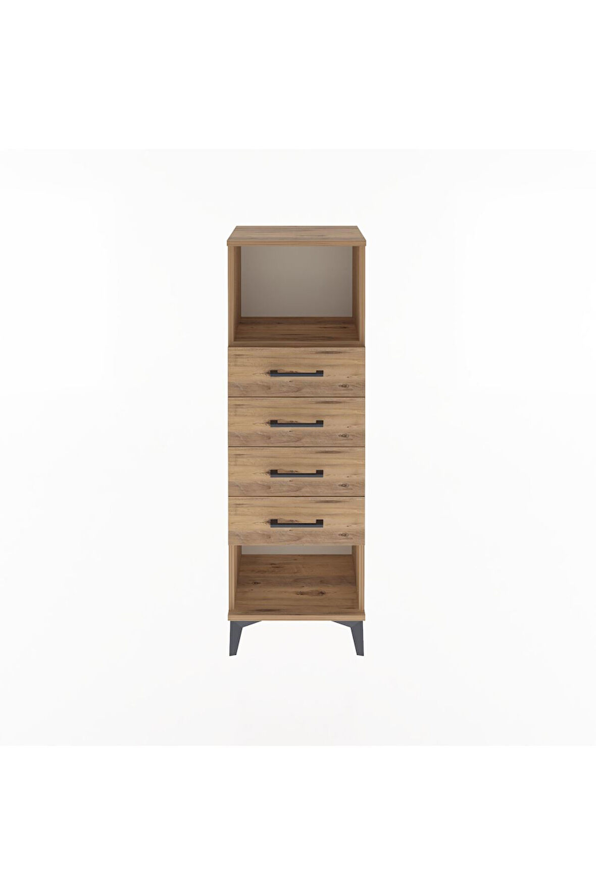 Arges Dolap Tek Raflı 4 Çekmeceli 44x30x134 Çam-Çam