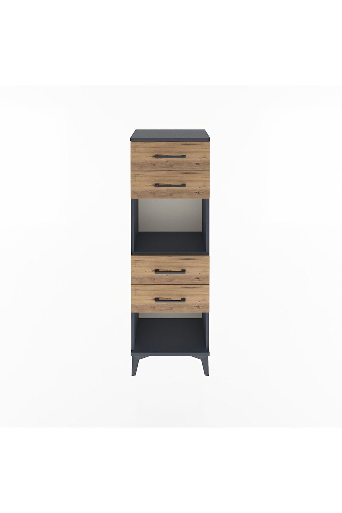 Arges Dolap Tek Raflı 4 Çekmeceli 44x30x134 Antrasit-Çam