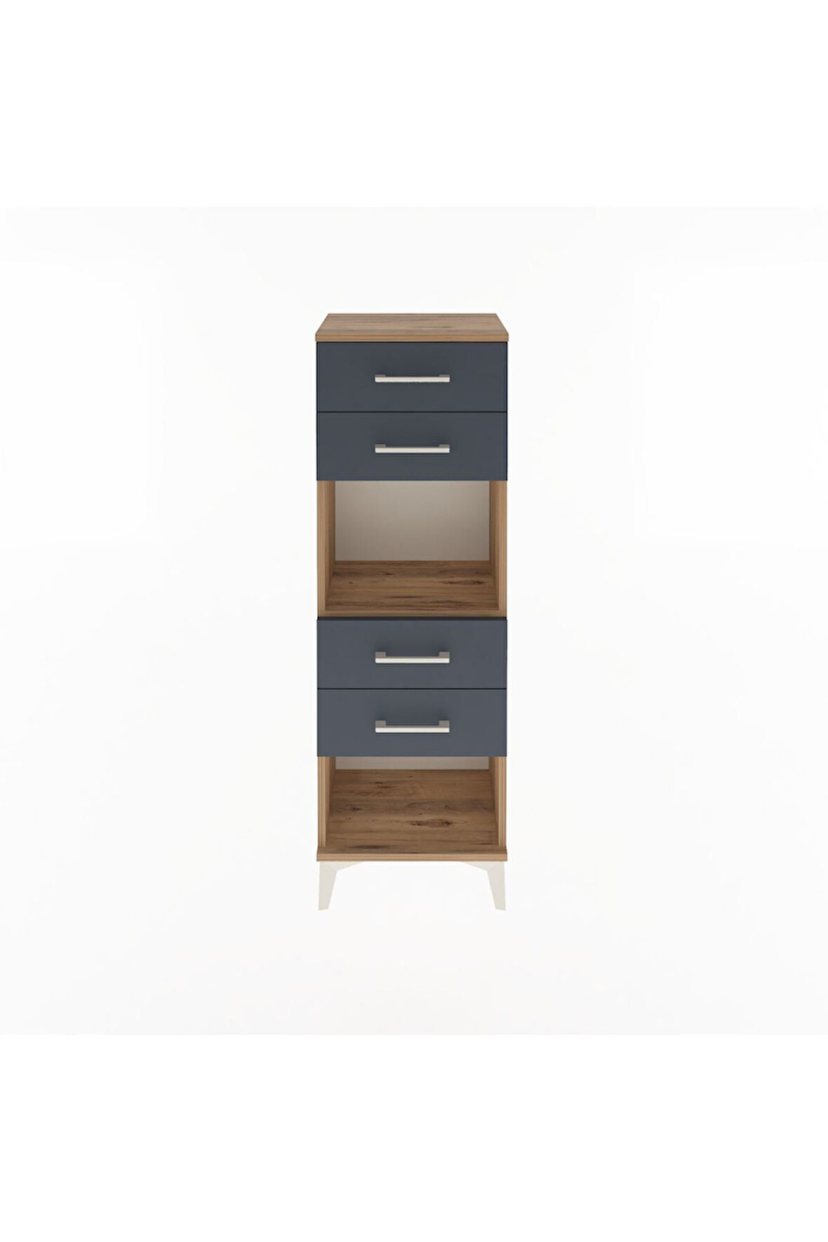 Arges Dolap Tek Raflı 4 Çekmeceli 44x30x134 Çam-Antrasit