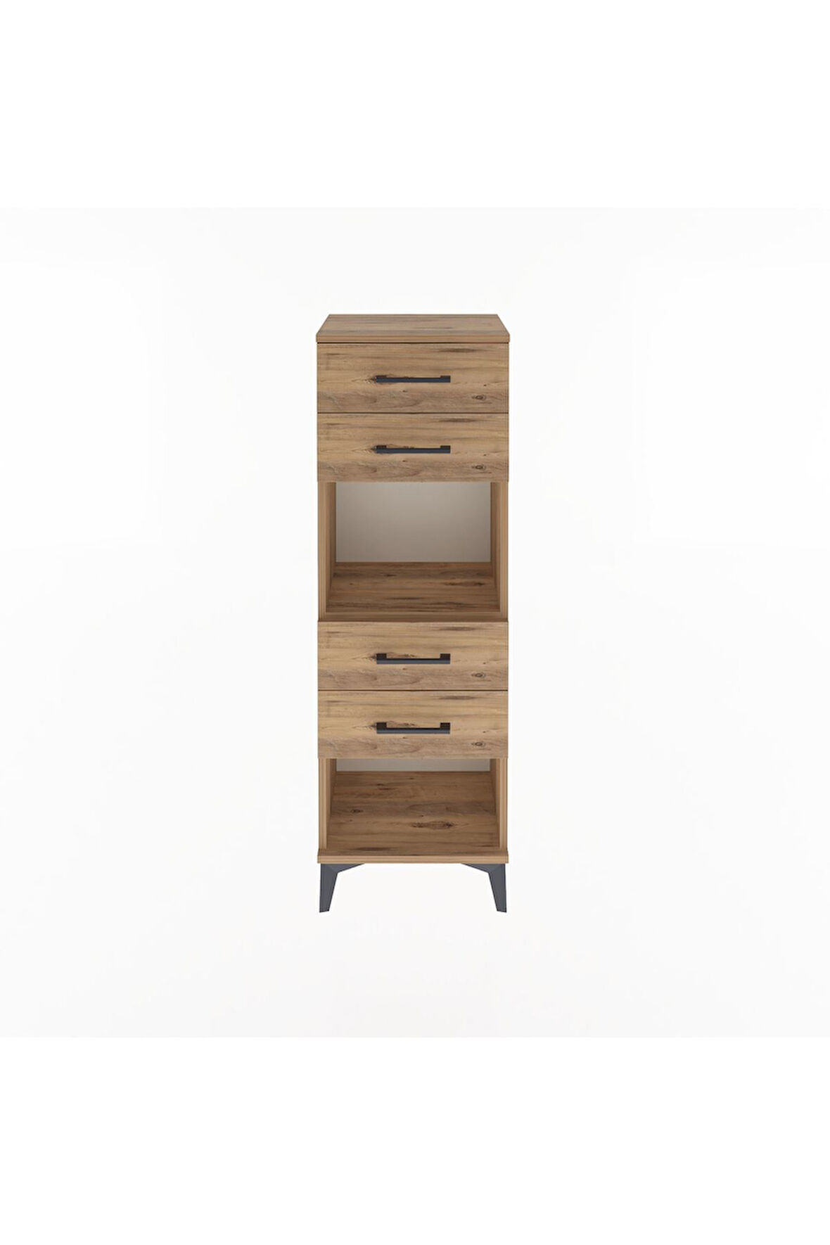 Arges Dolap Tek Raflı 4 Çekmeceli 44x30x134 Çam-Çam