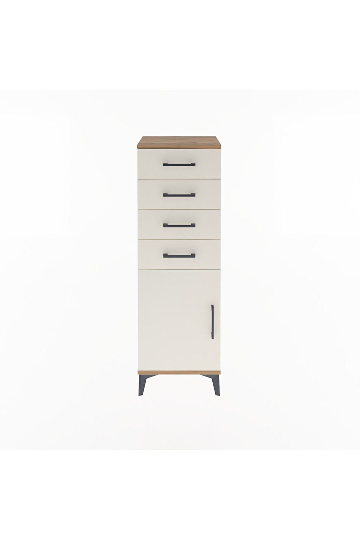 Arges Dolap Tek Raflı 4 Çekmeceli Tek Kapaklı 44x30x134 Çam-Aytaşı
