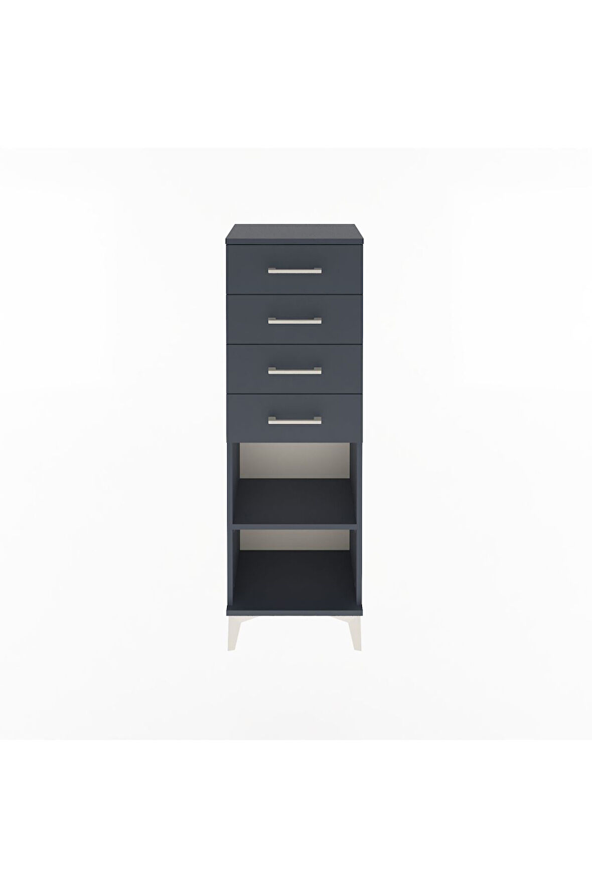 Arges Dolap Tek Raflı 4 Çekmeceli 44x30x134 Antrasit-Antrasit