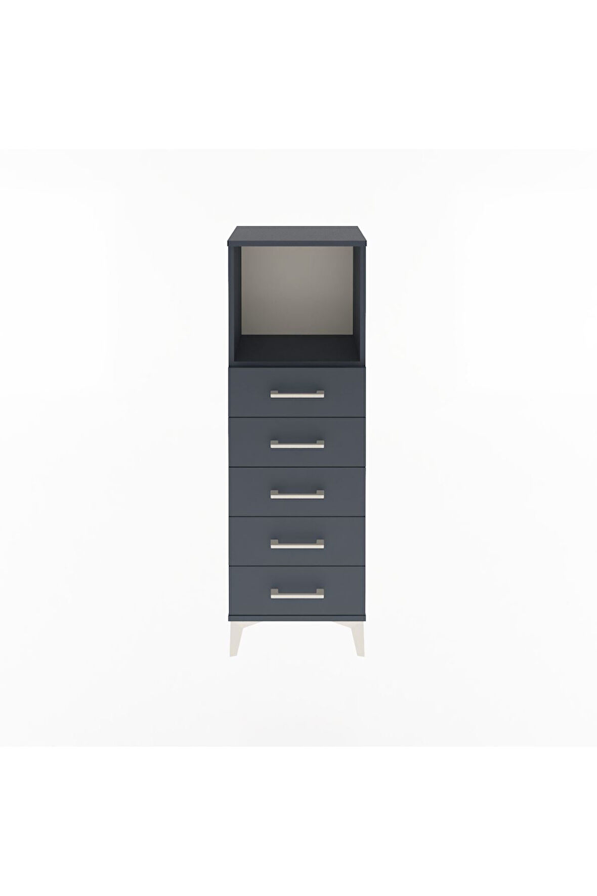 Arges Dolap Tek Raflı 5 Çekmeceli 44x30x134 Antrasit-Antrasit