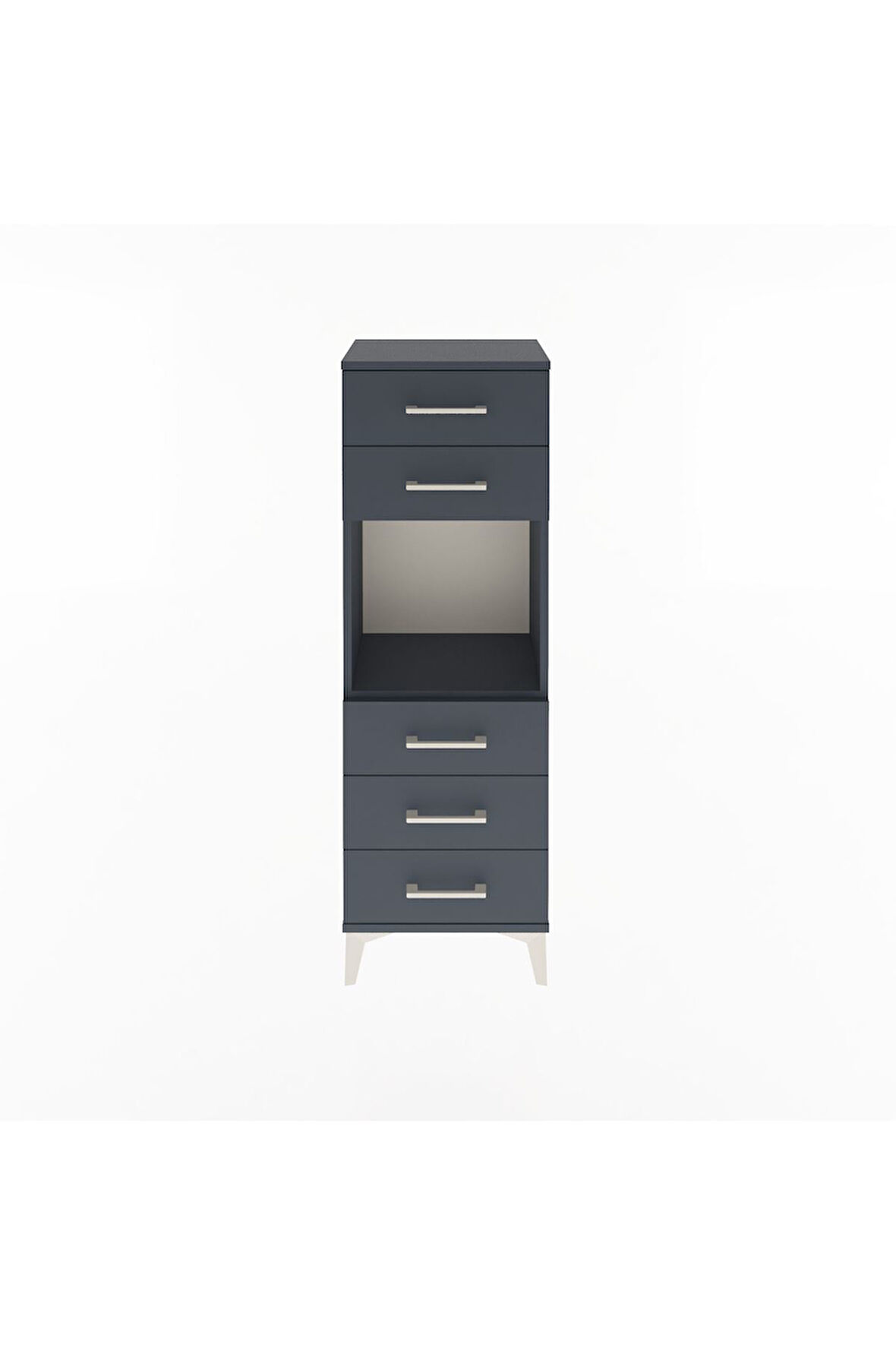 Arges Dolap Tek Raflı 5 Çekmeceli 44x30x134 Antrasit-Antrasit