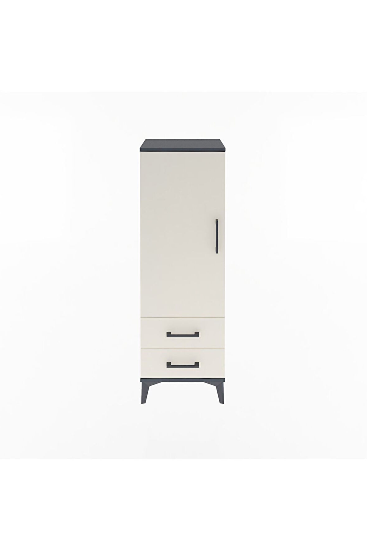Arges Dolap Tek Raflı 2 Çekmeceli Tek Askılı 44x30x134 Antrasit-Aytaşı