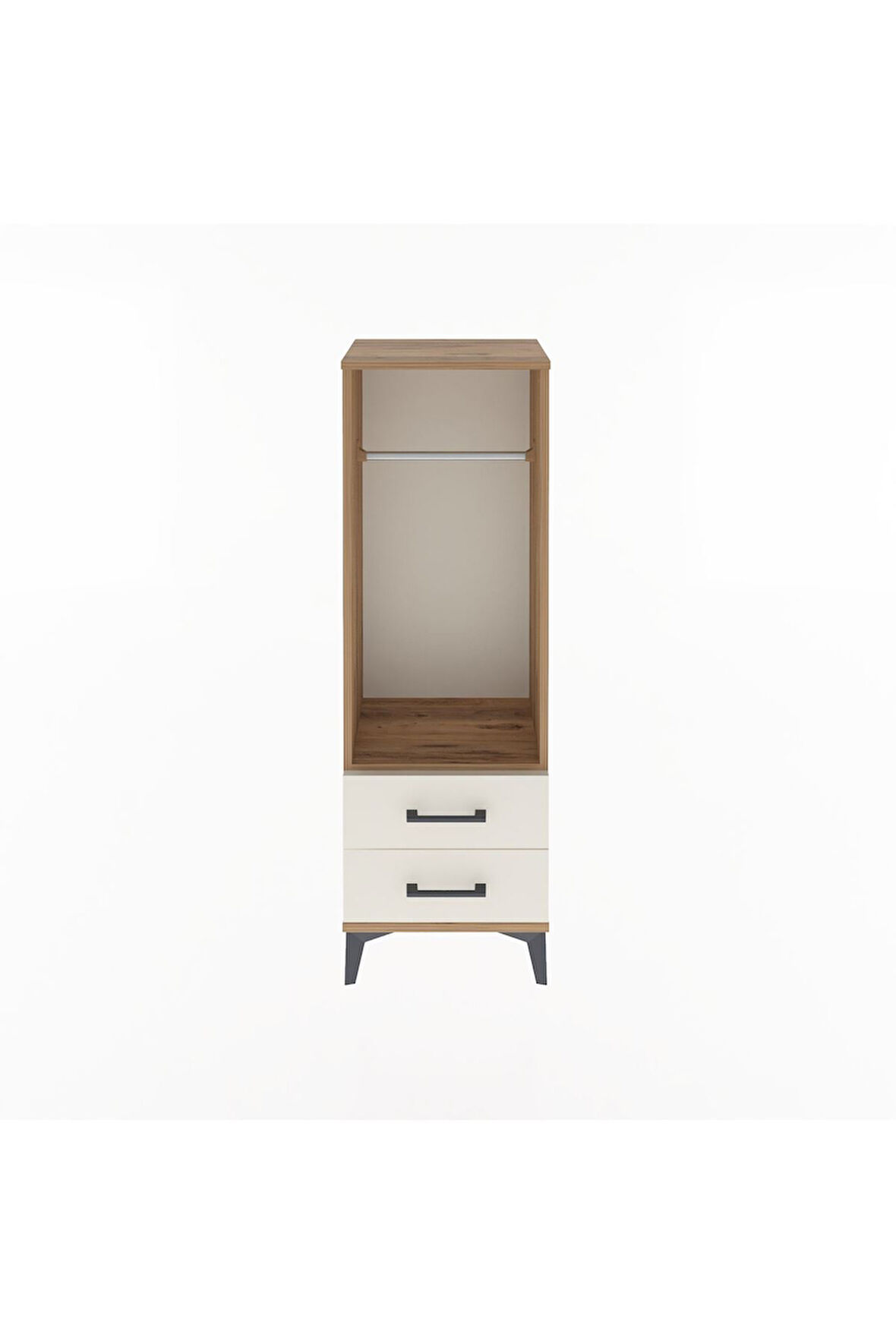 Arges Dolap Tek Raflı 2 Çekmeceli Tek Askılı 44x30x134 Çam-Aytaşı