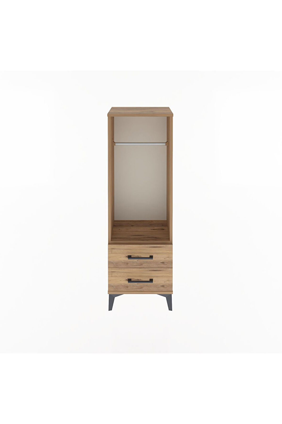 Arges Dolap Tek Raflı 2 Çekmeceli Tek Askılı 44x30x134 Çam-Çam