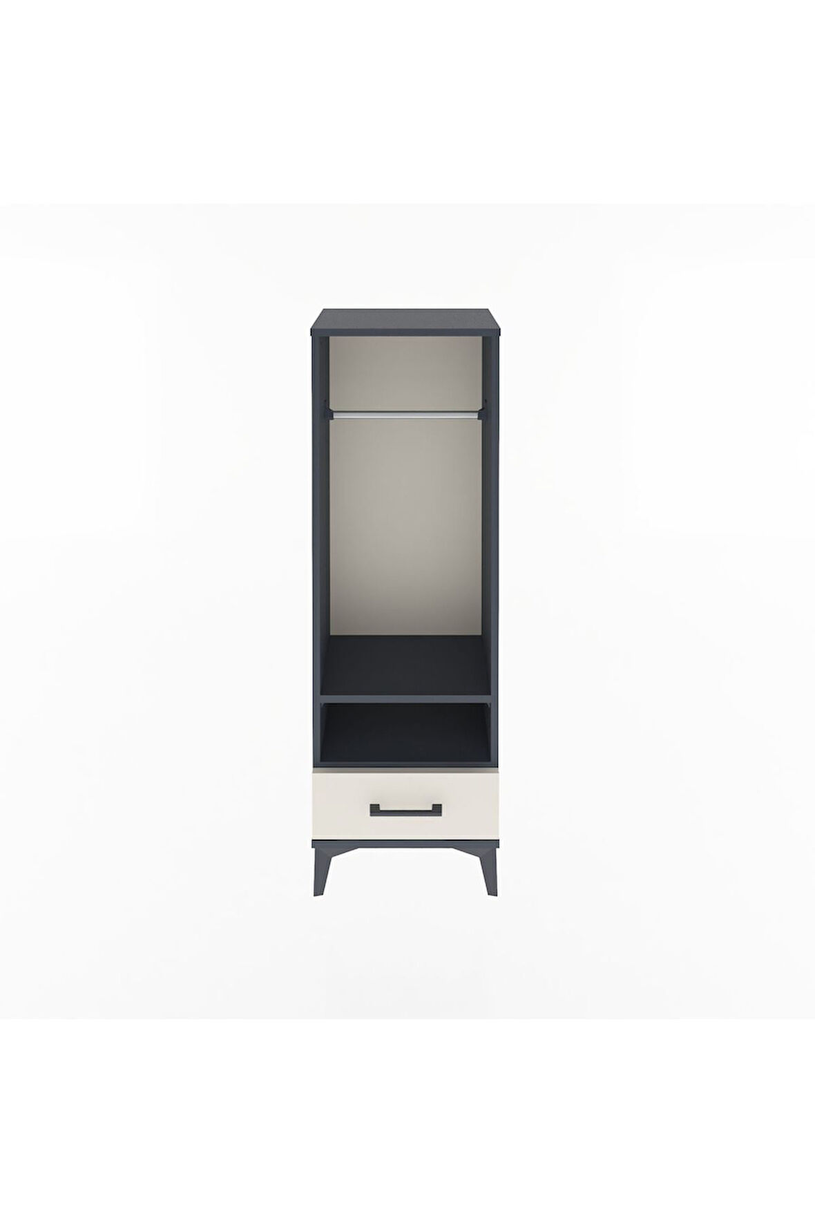 Arges Dolap 2 Raflı Tek Çekmeceli Tek Askılı 44x30x134 Antrasit-Aytaşı