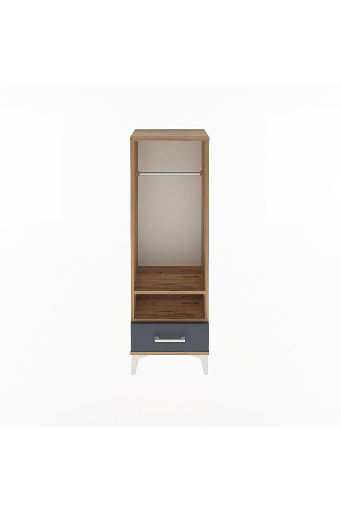 Arges Dolap 2 Raflı Tek Çekmeceli Tek Askılı 44x30x134 Çam-Antrasit