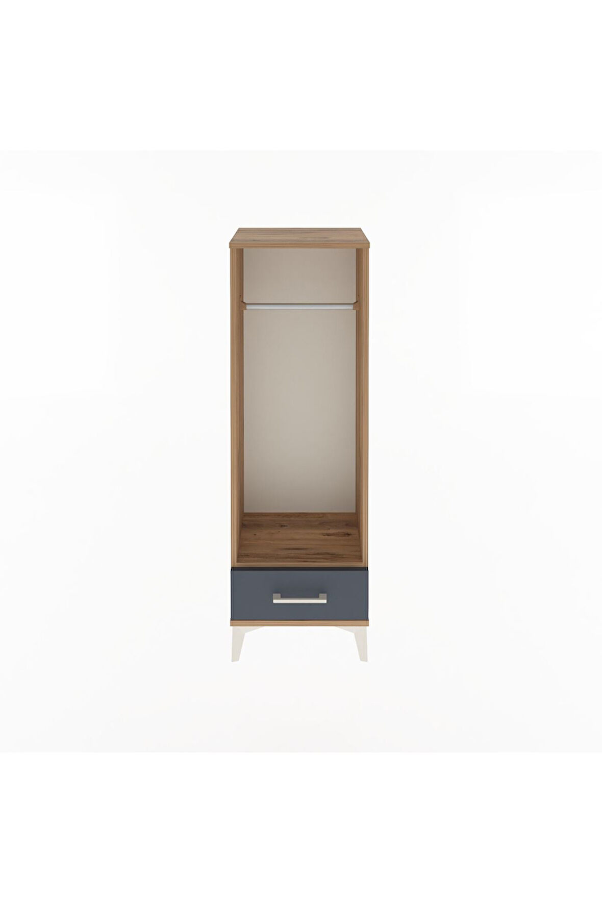Arges Dolap Tek Raflı Tek Çekmeceli Tek Askılı 44x30x134 Çam-Antrasit