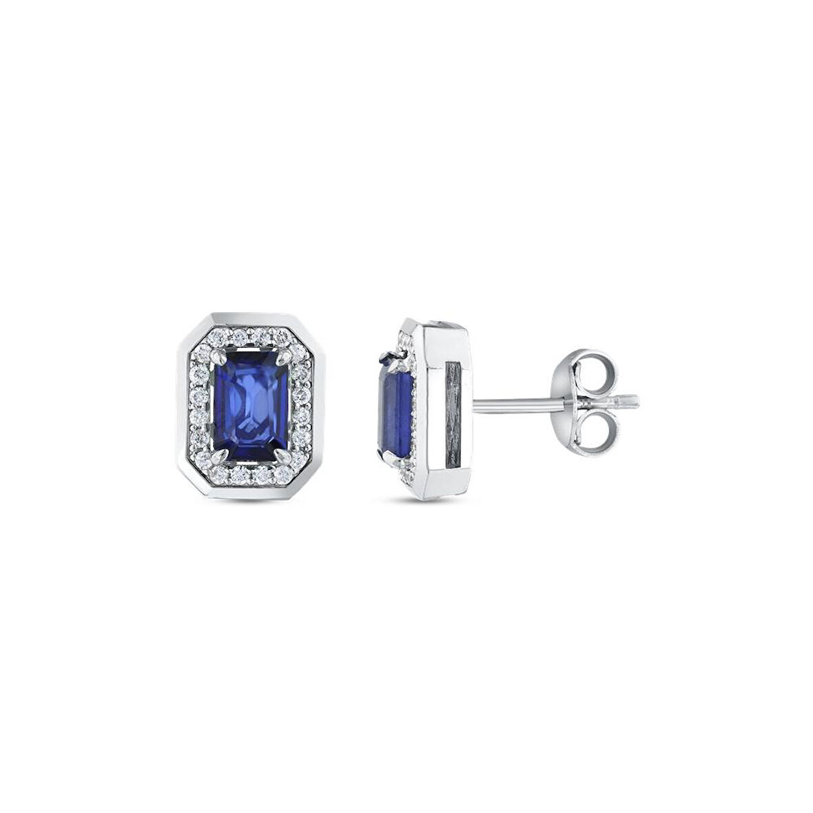 0.20 Karat Safir Taşlı Pırlanta Küpe
