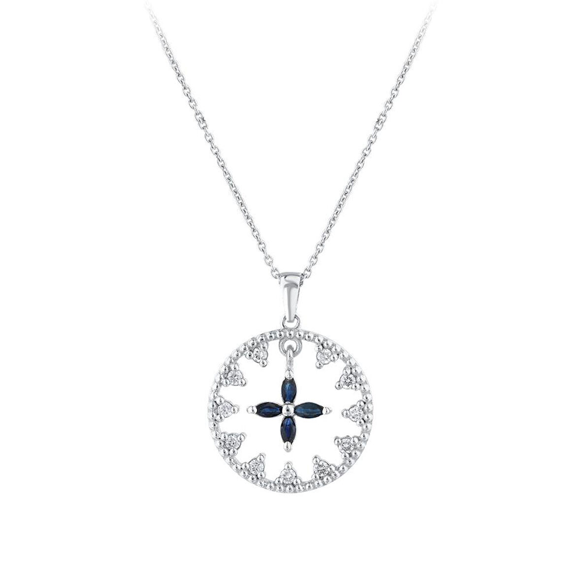 0.13 Karat Safir Taşlı Pırlanta Kolye