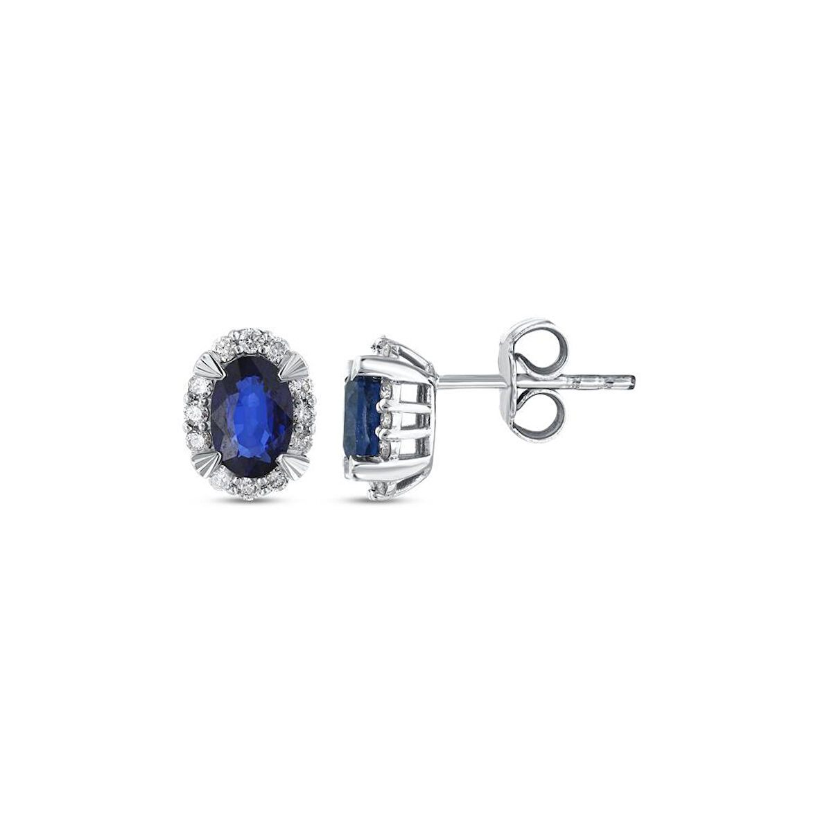 0.22 Karat Safir Taşlı Pırlanta Küpe