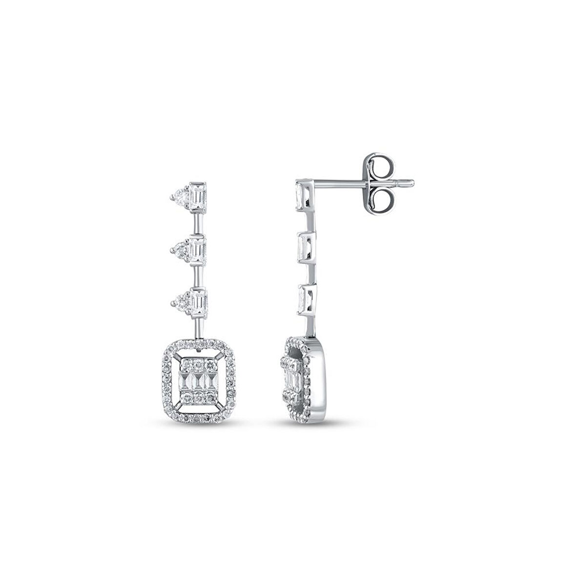 0.39 Karat Pırlanta Baget Küpe