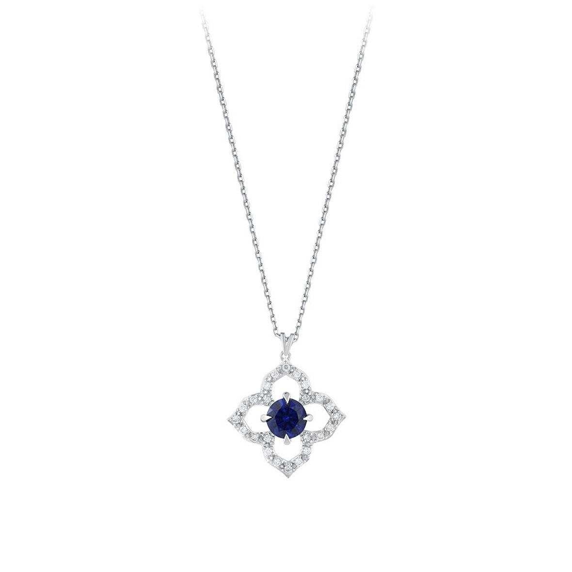 0.10 Karat Safir Taşlı Pırlanta Kolye