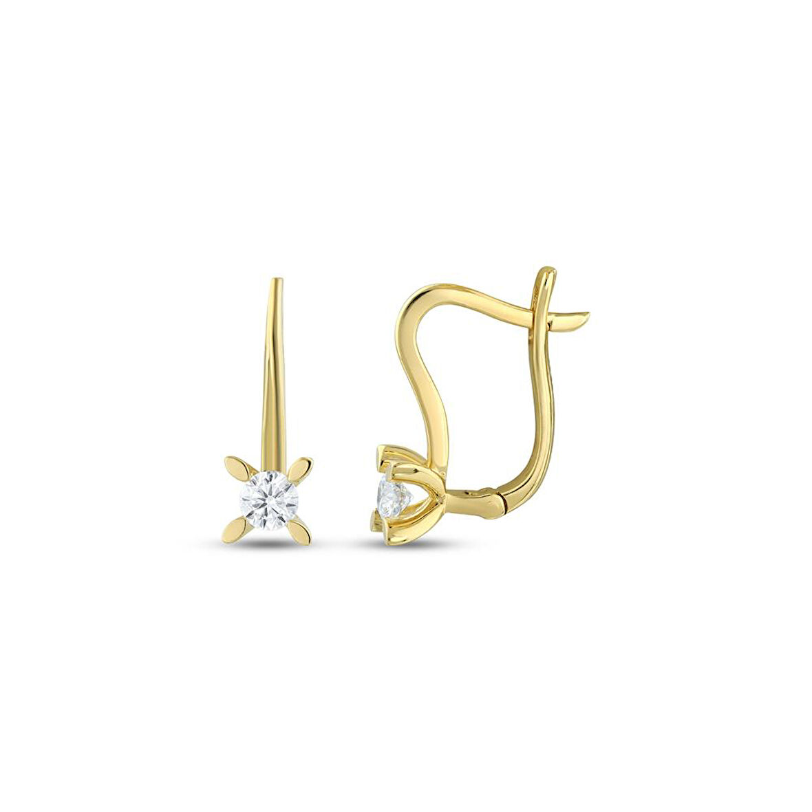 0.10 Karat Pırlanta Tektaş Küpe