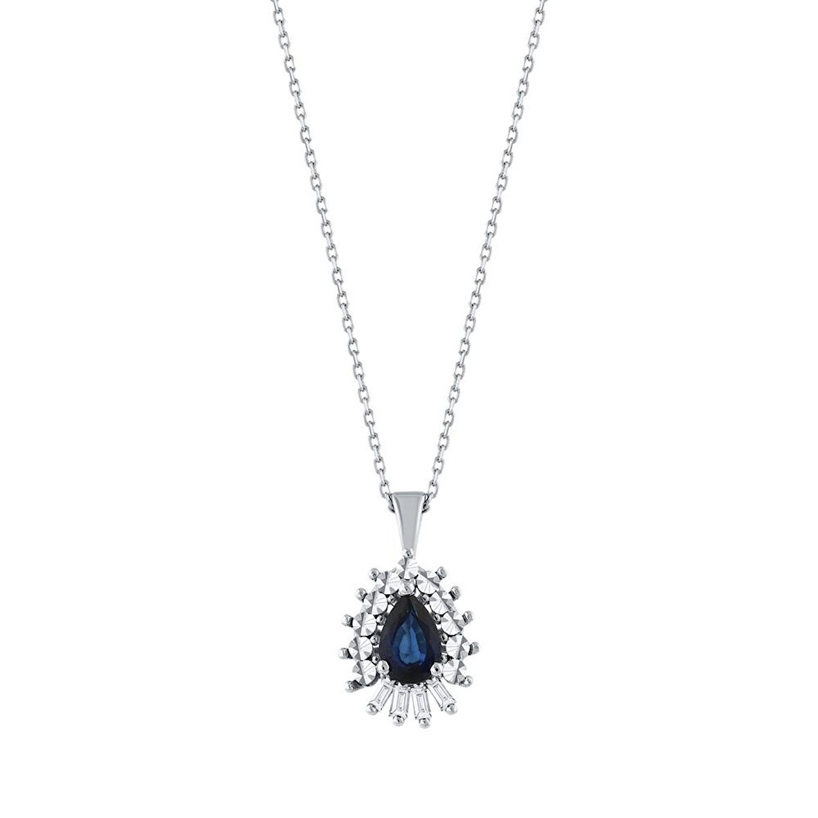 0.05 Karat Safir Taşlı Pırlanta Kolye