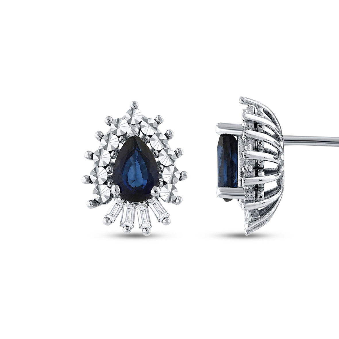 0.10 Karat Safir Taşlı Pırlanta Küpe