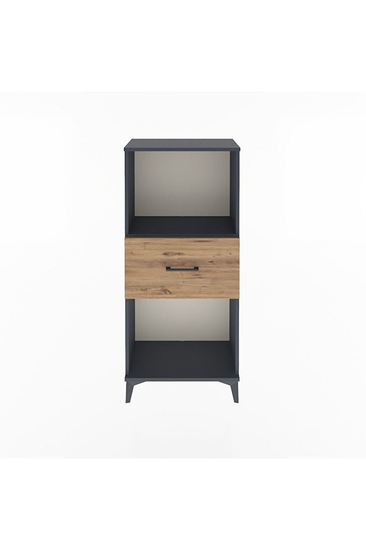 Arges Dolap Tek Raflı Tek Çekmeceli 60x30x134 Antrasit-Çam