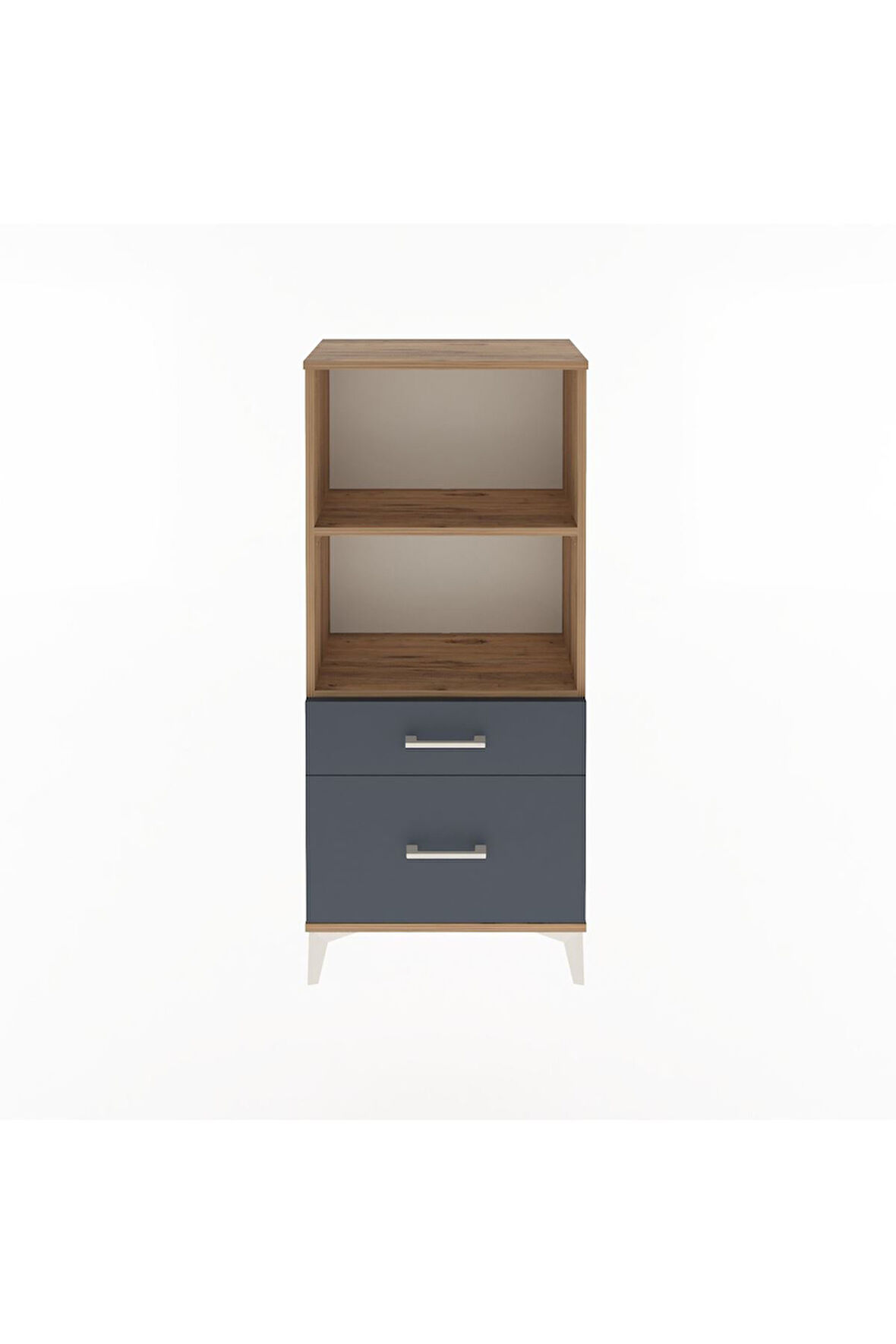 Arges Dolap 2 Raflı 2 Çekmeceli 60x30x134 Çam-Antrasit