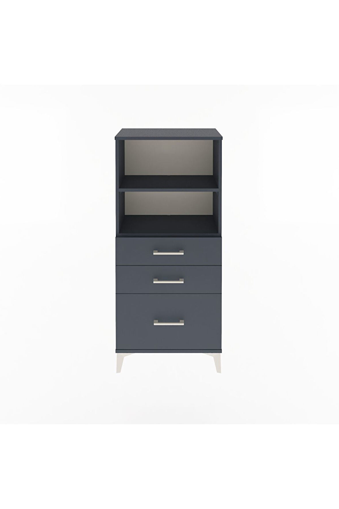 Arges Dolap 2 Raflı 3 Çekmeceli 60x30x134 Antrasit-Antrasit