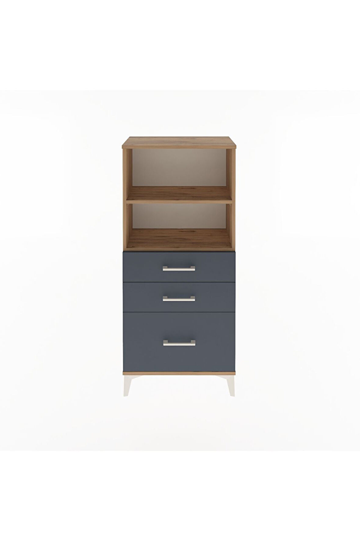 Arges Dolap 2 Raflı 3 Çekmeceli 60x30x134 Çam-Antrasit